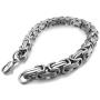INBLUE 8mm Wide 316L Stainless Steel Bracelet Byzantine Link Chain Bracelet for Men Women Boys Water Resistance (5 Colors - Silver Black Gold Silver and Silver and Gold, 4 Lengths - 7.5'' 8'' 8.5'' 9'')