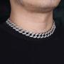 Crescent Bear Cuban Link Chain for Men Gold Chain Miami Cuban Chain Necklace Gold Plated Full Iced Out Miami Link
