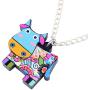 NEWEI Acrylic Sweet Cow Dairy Cattle Necklace Chain Charm Pendants Collar Charm Farm Animal Jewelry for Women Girl Gift