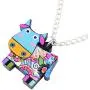 NEWEI Acrylic Sweet Cow Dairy Cattle Necklace Chain Charm Pendants Collar Charm Farm Animal Jewelry for Women Girl Gift