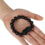 Goldenlight 2 Pcs Pi Xiu Bracelet Feng Shui Black Obsidian Wealth Bracelet for Women Men Adjustable Elastic