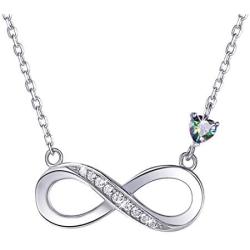 Cubic Zirconia 925 Sterling Silver Infinity Necklace or Earrings Forever Love Heart Jewelry Valentines Gift (Necklace)