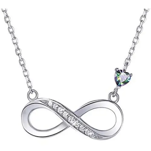 Cubic Zirconia 925 Sterling Silver Infinity Necklace or Earrings Forever Love Heart Jewelry Valentines Gift (Necklace) Cubic Zirconia 925 Sterling Silver Infinity Necklace or Earrings Forever Love Heart Jewelry Valentines Gift (Necklace)