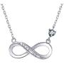 Cubic Zirconia 925 Sterling Silver Infinity Necklace or Earrings Forever Love Heart Jewelry Valentines Gift (Necklace)
