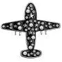 Cute Airplane Brooch Black Enamel Pin Metal Pearl Brooches Pins Jewelry