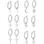 ORAZIO 6 Pairs Hoop Dangle Earrings Set for Men Women Heart Crystal Star Moon Heart Asymmetrical Huggie Drop Dangle Earrings Stainless Steel Earrings Fashion Jewerly