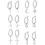 ORAZIO 6 Pairs Hoop Dangle Earrings Set for Men Women Heart Crystal Star Moon Heart Asymmetrical Huggie Drop Dangle Earrings Stainless Steel Earrings Fashion Jewerly