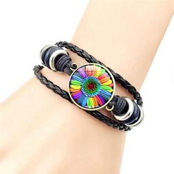 Shuning Gay Pride Bracelet Lesbian Couple Gifts, LGBT Handmade Braided Rainbow Sunflower Bracelet for Unisex