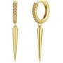 Mevecco Gold Dainty Dangle Hoop Earrings for Women 14K Gold Plated Delicate cute Geometric Triangle Cone Dangle Earrings