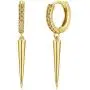 Mevecco Gold Dainty Dangle Hoop Earrings for Women 14K Gold Plated Delicate cute Geometric Triangle Cone Dangle Earrings