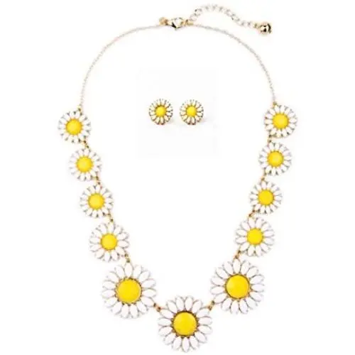 Peony.T Womens Daisy Flower Necklace Gold Chain Collar Necklace Earring Stud Set Mum Gift Jewelry Set Peony.T Womens Daisy Flower Necklace Gold Chain Collar Necklace Earring Stud Set Mum Gift Jewelry Set