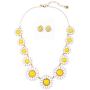 Peony.T Womens Daisy Flower Necklace Gold Chain Collar Necklace Earring Stud Set Mum Gift Jewelry Set