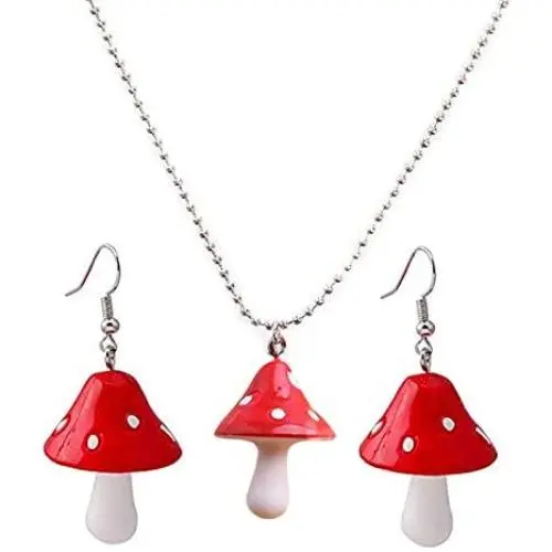 Sperrins Mushroom Dangling Earrings Necklace Set Mushroom Shape Drop Dangle Earrings Mushrooms Necklaces Jewelry Chains For Women Girls Daughters Sperrins Mushroom Dangling Earrings Necklace Set Mushroom Shape Drop Dangle Earrings Mushrooms Necklaces Jewelry Chains For Women Girls Daughters