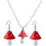 Sperrins Mushroom Dangling Earrings Necklace Set Mushroom Shape Drop Dangle Earrings Mushrooms Necklaces Jewelry Chains For Women Girls Daughters