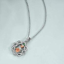 YFN Sterling Silver Celtic Knot Necklace Rose Flower Pendant Good Luck Irish Jewelry for Women Gifts (Rose Gold)