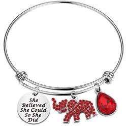 KEYCHIN Red Elephant Charm Bracelet Delta Gift DST Jewelry Greek Sorority Gift She Believed She Could So She Did Bracelet Feminine Charm Bracelet
