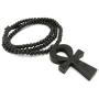 Fashion 21 Egyptian Ankh Cross Pendant 6mm 27'' Stretchable Wooden Bead Necklace (3 Colors Available)