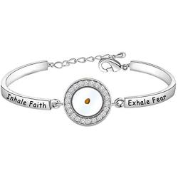 HOLLP Faith Jewelry Religious Bracelet Inhale Faith Exhale Fear Mustard Seed Bracelet Christian Gift