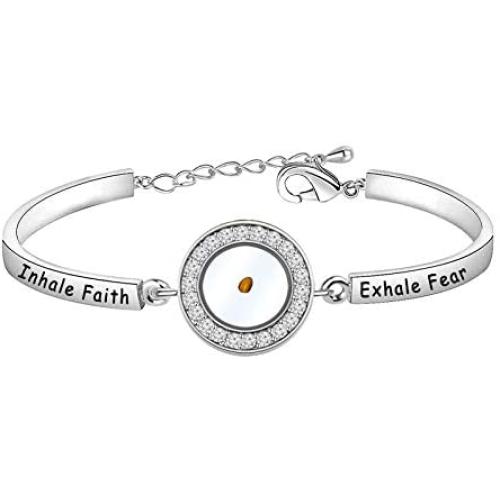 HOLLP Faith Jewelry Religious Bracelet Inhale Faith Exhale Fear Mustard Seed Bracelet Christian Gift