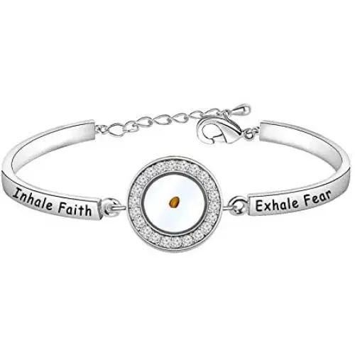 HOLLP Faith Jewelry Religious Bracelet Inhale Faith Exhale Fear Mustard Seed Bracelet Christian Gift