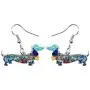 NEWEI Enamel Alloy Dachshund Dog Earrings Dangle Drop Fashion Cute Animal Jewelry for Women Girls Gift Charms