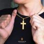 KRKC&CO Cross Pendant, Mens Necklace, Hip Hop Pendant with 3mm 24'' Cuban Chain, Hip Hop Jewelry Street-wear Urban Style for Men