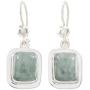 NOVICA Green Jade and .925 Sterling Silver Rectangular Dangle Earrings, Modern Maya