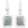 NOVICA Green Jade and .925 Sterling Silver Rectangular Dangle Earrings, Modern Maya NOVICA Green Jade and .925 Sterling Silver Rectangular Dangle Earrings, Modern Maya