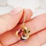 Bamos Multicolor Dangle Earrings, 14K Rose Gold/White Gold/Gold Plated Earrings for Women Dangle，3 Stone Flower Earrings Unique Earrings for Women