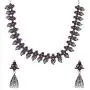 Efulgenz Boho Vintage Antique Ethnic Gypsy Indian Oxidized Silver Crystal Cubic Zirconia Bridal Necklace Earrings Jewelry Set