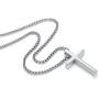 Reve Simple Stainless Steel Silver Tone Cross Pendant Chain Necklace for Men Women, 20-22 Inches