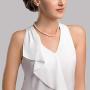 White Akoya Cultured Pearl Set for Women Includes 18” Necklace and Stud Earrings with 14K Gold in AAA Quality - THE PEARL SOURCE