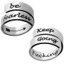 BFJLIFE Inspirational Rings for Women Keep Funcking Going Be Fearless Adjustable Statement Stainless Steel Spiral Wrap Twist Ring Encouragement Personalized Jewelry Gifts for Men Girls