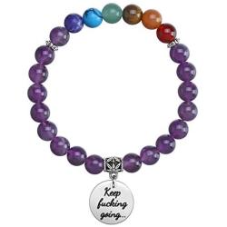 Jovivi 7 Chakra Bracelet Natural Gemstone Yoga Beads Reiki Healing Crystals Beaded Stone Stretch Bracelets with Inspirational Charm