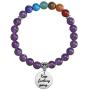 Jovivi 7 Chakra Bracelet Natural Gemstone Yoga Beads Reiki Healing Crystals Beaded Stone Stretch Bracelets with Inspirational Charm