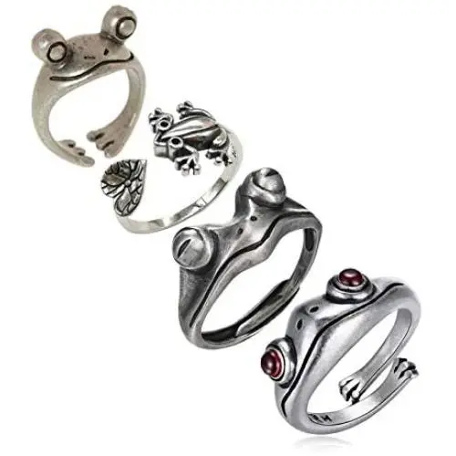 1-3Pcs Vintage Animal Shaped Open Ring Statement Custom Frog Dog Finger Ring Y Style Necklace Cute Personalized Fashion Jewelry Gifts for Women Men Girl Friends 1-3Pcs Vintage Animal Shaped Open Ring Statement Custom Frog Dog Finger Ring Y Style Necklace Cute Personalized Fashion Jewelry Gifts for Women Men Girl Friends