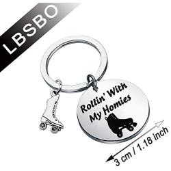 Roller Derby Keychain Skater Gift Rollin’ with My Homies Athletic Keychain Skate Shoe Charm Jewelry