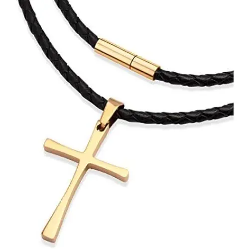 555Jewelry Stainless Steel Cross Braided Rope Cord Necklace for Men Women 18-24 Inches 555Jewelry Stainless Steel Cross Braided Rope Cord Necklace for Men Women 18-24 Inches