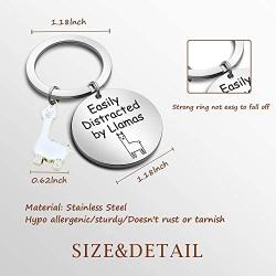 G-Ahora Llamas Keychain Easily Distracted by Llamas Alpaca Jewelry Gift for Llamas Lovers(by Llamas KR)