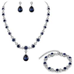 BriLove Womens Wedding Bridal Crystal Infinity Figure 8 Teardrop Y-Necklace Bracelet Earrings Set