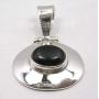 SilverStarJewel Solid Sterling Silver Natural Black Onyx Pendant 1.1'' Jewelery Gift