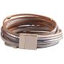 TASBERN Womens Leather Bracelet Crystal Metal Tube Wrap Bracelets Cuff Bangle with Magnetic Clasp for Girls