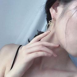 Art Abstract Side Face Silhouette Stud Earrings for Women Girl Minimalist Hollow Face Fun Drop Dangle Earrings Geometric Face Jewelry