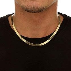 GM JEWELRY 14K Gold Plated Flat Herringbone Magic Chain Necklace 20 for Men Women Unisex Teens