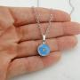 Real Forget Me Not Flower Pendant Necklace - Stainless Steel - Flower Preserved in Resin, 18'' Stainless Chain