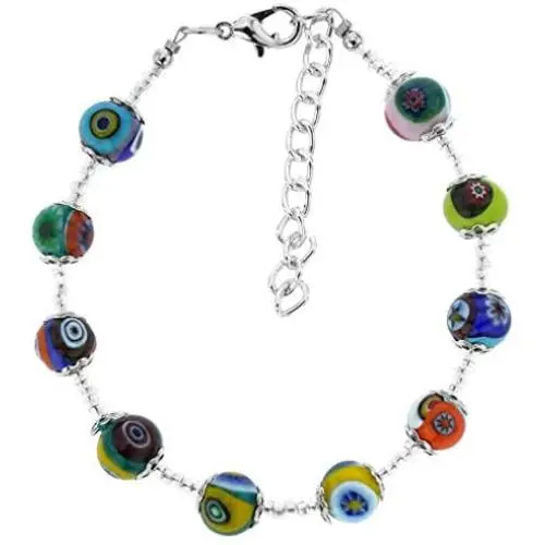 GlassOfVenice Murano Glass Mosaic Bracelet - Silver Multicolor GlassOfVenice Murano Glass Mosaic Bracelet - Silver Multicolor