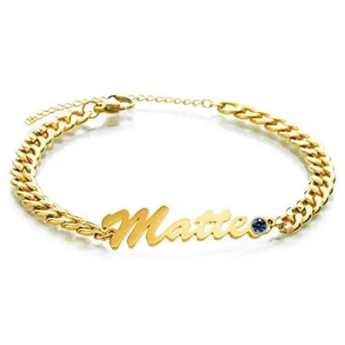 AOBOCO Personalized Name Bar Anklet Bracelet, Sterling Silver with Birthstone from Austria Custom Engraved Bangle Punk Love for Couple Girl Women Men Mother‘s Day Gift
