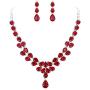 EleQueen Womens Bridal CZ Multi Teardrop Statement Necklaces Dangle Earrings Costume Jewerly Sets