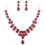 EleQueen Womens Bridal CZ Multi Teardrop Statement Necklaces Dangle Earrings Costume Jewerly Sets