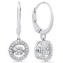Dancing Diamond''Forever Love'' Dangle Leverback Earrings in 925 Sterling Silver by Parade of Jewels (1/6 ct.tw.)